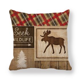 Deer Bear Wild Animal Retro Simple Style Linen Encryption Fine Linen Pillow Cover (Option: 3 Style-45x45cm)