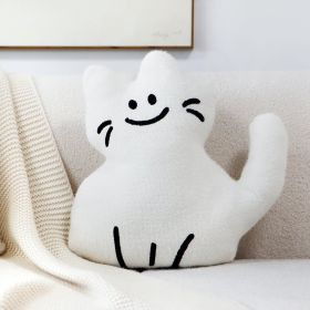 Cat Pillow Cover Cartoon Living Room Sofa (Option: White-45x45)