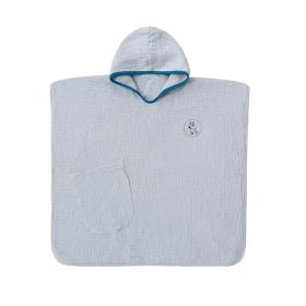 Children's Cotton Gauze Hooded Bath Towel (Option: Gray Pocket)
