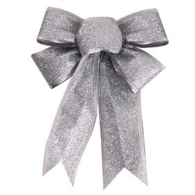 Pendant Christmas Gold Bow Decoration (Option: Large Bow Width About 20cm-Silver Bow)
