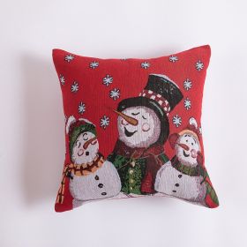 Pillow Cover Christmas Tree Snowflake David's Deer Snowman (Option: Snowman-45x45cm Pillow Core)