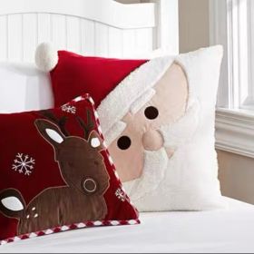 Christmas Gift Style Pillow Embroidered Affixed Cloth Embroidered Cushion (Option: Santa Claus-Default Item)