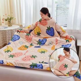 Multi-functional Lazy Quilt Student Dormitory Can Wear Sleeved Quilt (Option: Strawberry Pie Team-Adult Pillow)