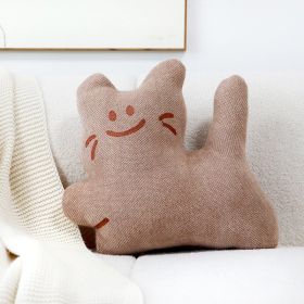 Cat Pillow Cover Cartoon Living Room Sofa (Option: Brown Jump-45x45)