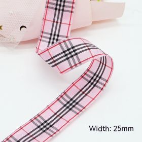 Solid Color Scottish Plaid Ribbon Hand-made DIY Clothing Ornament Bouquet Gift Packaging (Option: B005 Plaid Ribbon 25mm-B005-25mm25 Code Volume)