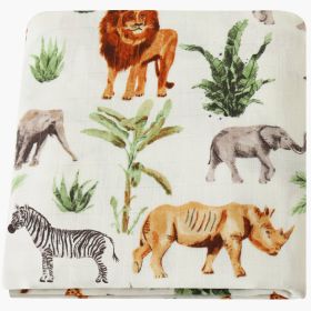 Summer Baby Blanket Bamboo Cotton Gauze Bath Towel (Option: Animal Jungle-120x120)