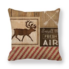 Deer Bear Wild Animal Retro Simple Style Linen Encryption Fine Linen Pillow Cover (Option: 2 Style-45x45cm)