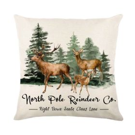 Printed Christmas Tree Elk Pillow (Option: Style 3-45x45cm)