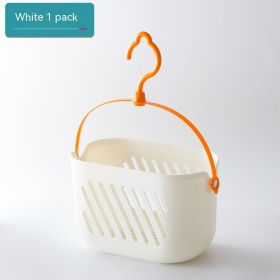 With Cord Hook Bathroom Hanging Basket Storage Sundries (Color: White)