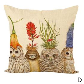 New Animal Owl Cushion Cover Pillowcase Without Pillow Core (Option: 4 Style-45x45cm)