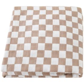 Summer Baby Blanket Bamboo Cotton Gauze Bath Towel (Option: Brown Brown Plaid-120x120)
