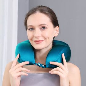 Silk U-shape Pillow Solid Color Neck Pillow (Option: Hole Blue-Free Size)