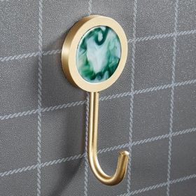 Brass Hat-and-coat Drilling Adhesive Hanging Storage Hook (Option: Green Bay)