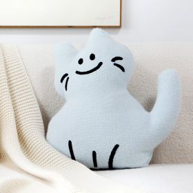 Cat Pillow Cover Cartoon Living Room Sofa (Option: Haze Blue-45x45)