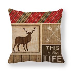 Deer Bear Wild Animal Retro Simple Style Linen Encryption Fine Linen Pillow Cover (Option: 1 Style-45x45cm)