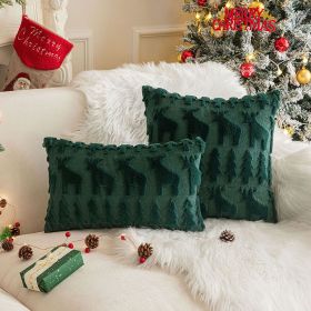 Christmas Party Decorative Back Cushion Cover (Option: Christmas Green Elk-50X50cm Without Core)