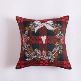 Pillow Cover Christmas Tree Snowflake David's Deer Snowman (Option: Plaid Garland-45x45cm Pillow Core)